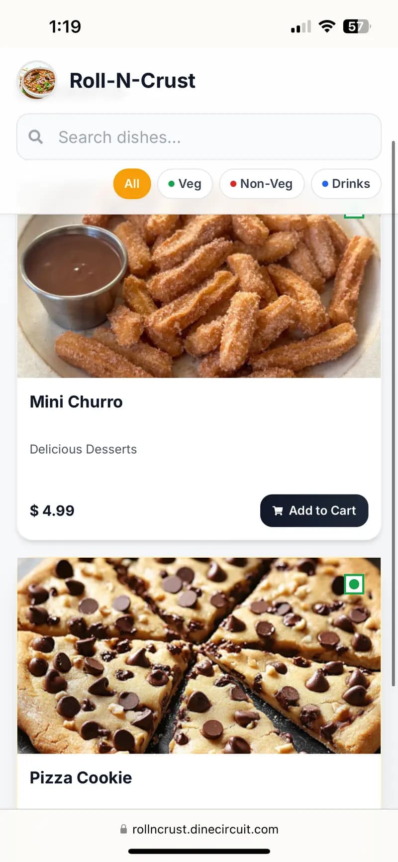 Digital dessert menu for restaurants