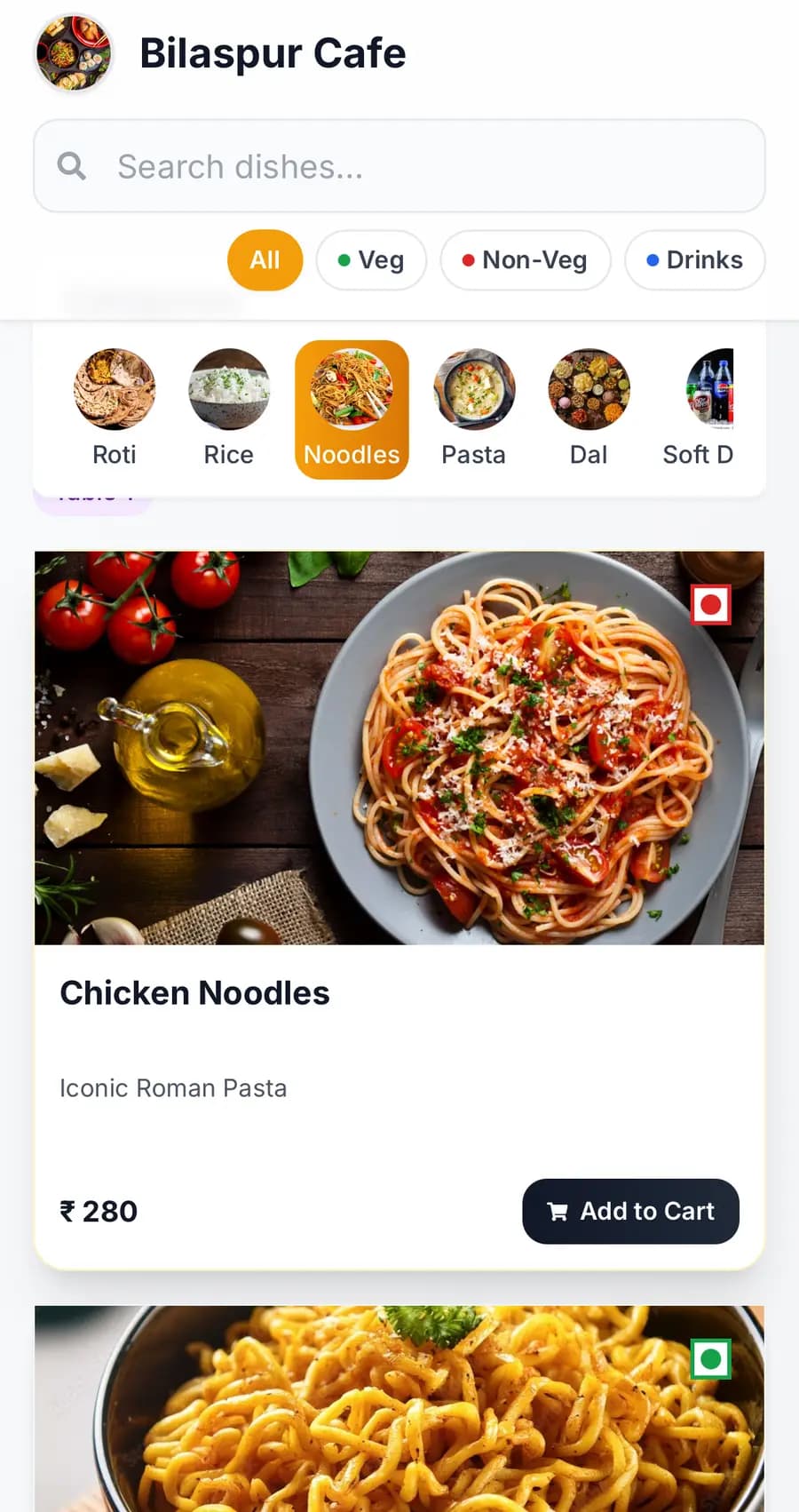 Digital menu for restaurants